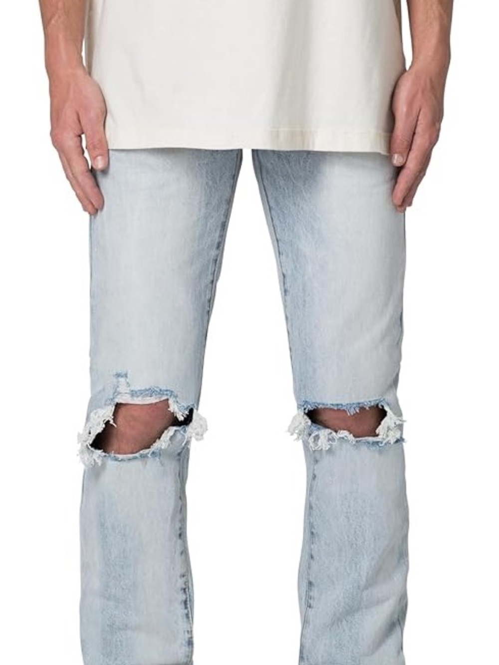 MNML Light Wash Ripped Straight Jeans